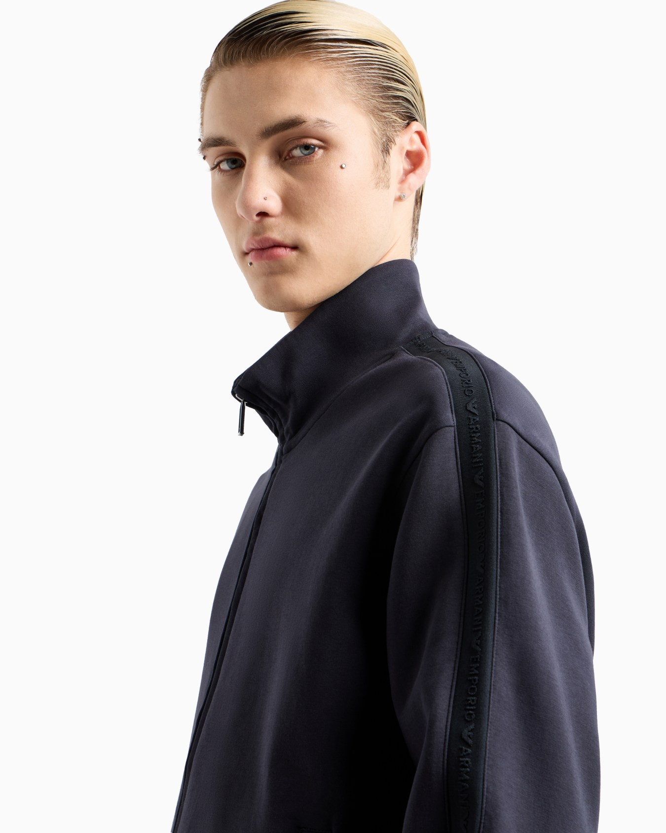 Felpa full zip con lettering a rilievo 6D1MA8 1JHSZ 0920 EMPORIO ARMANI Blue 