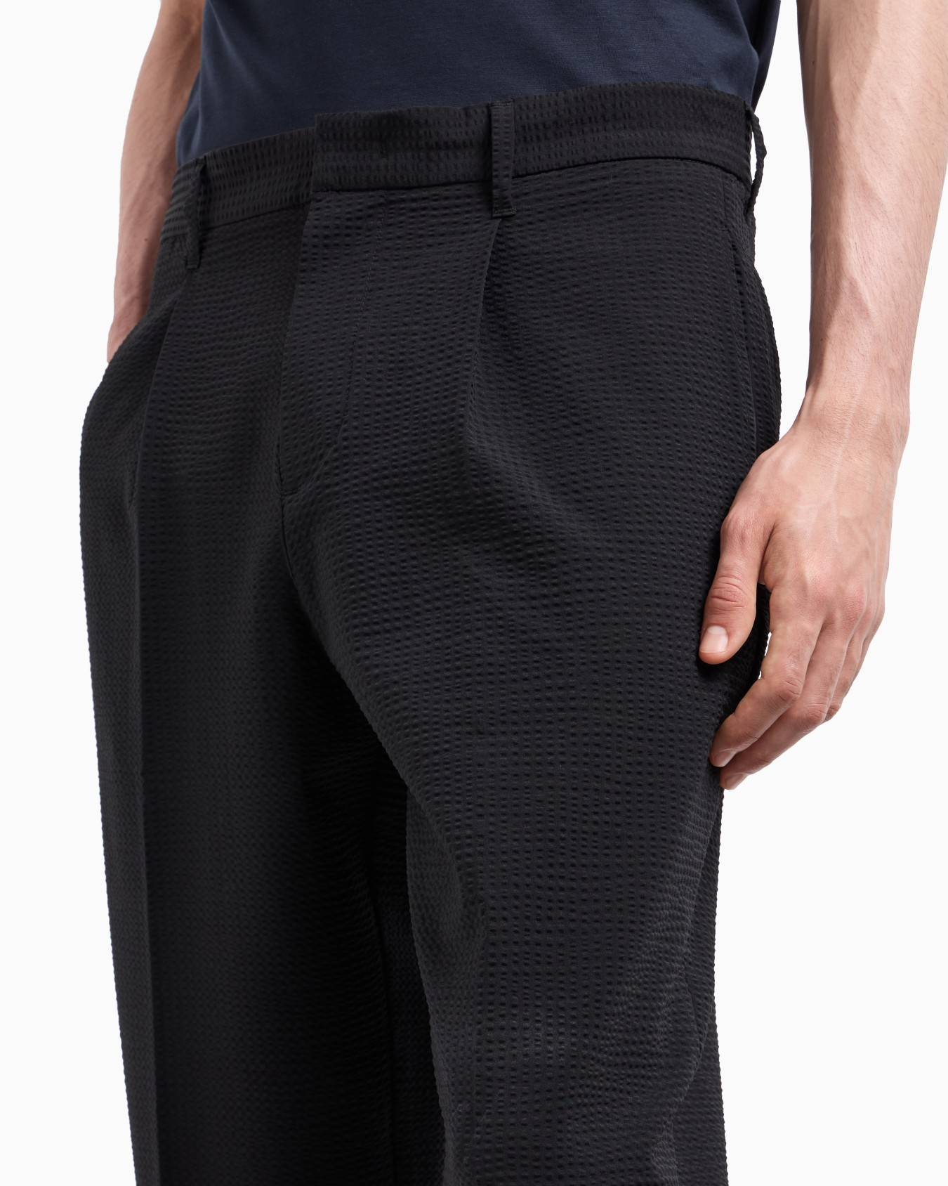 Pantalone in seersucker 6D1PH9 1NSCZ 0999 EMPORIO ARMANI Nero 