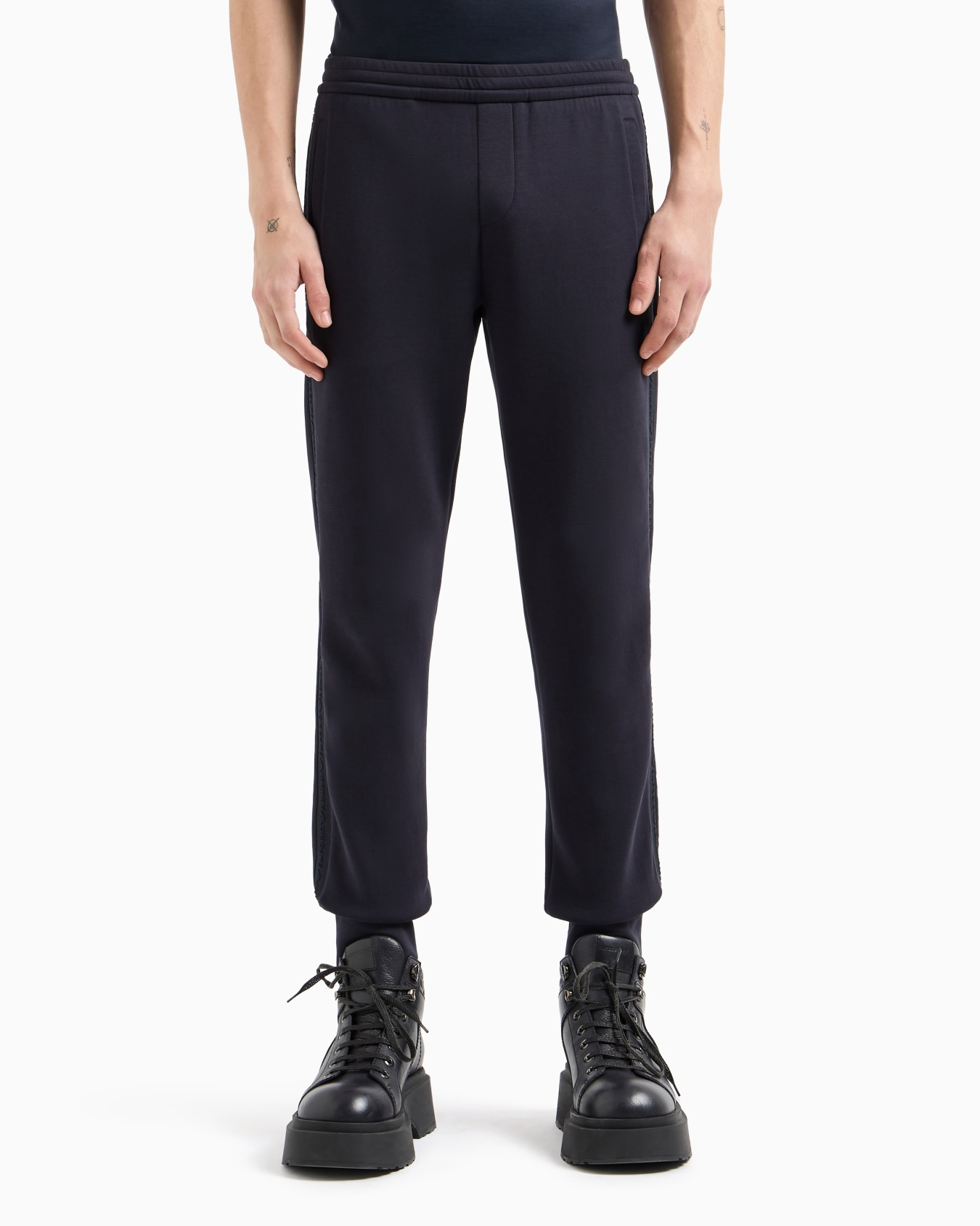 Jogger in jersey con banda laterale logata 6D1PK3 1JHSZ 0920 EMPORIO ARMANI Blu navy 