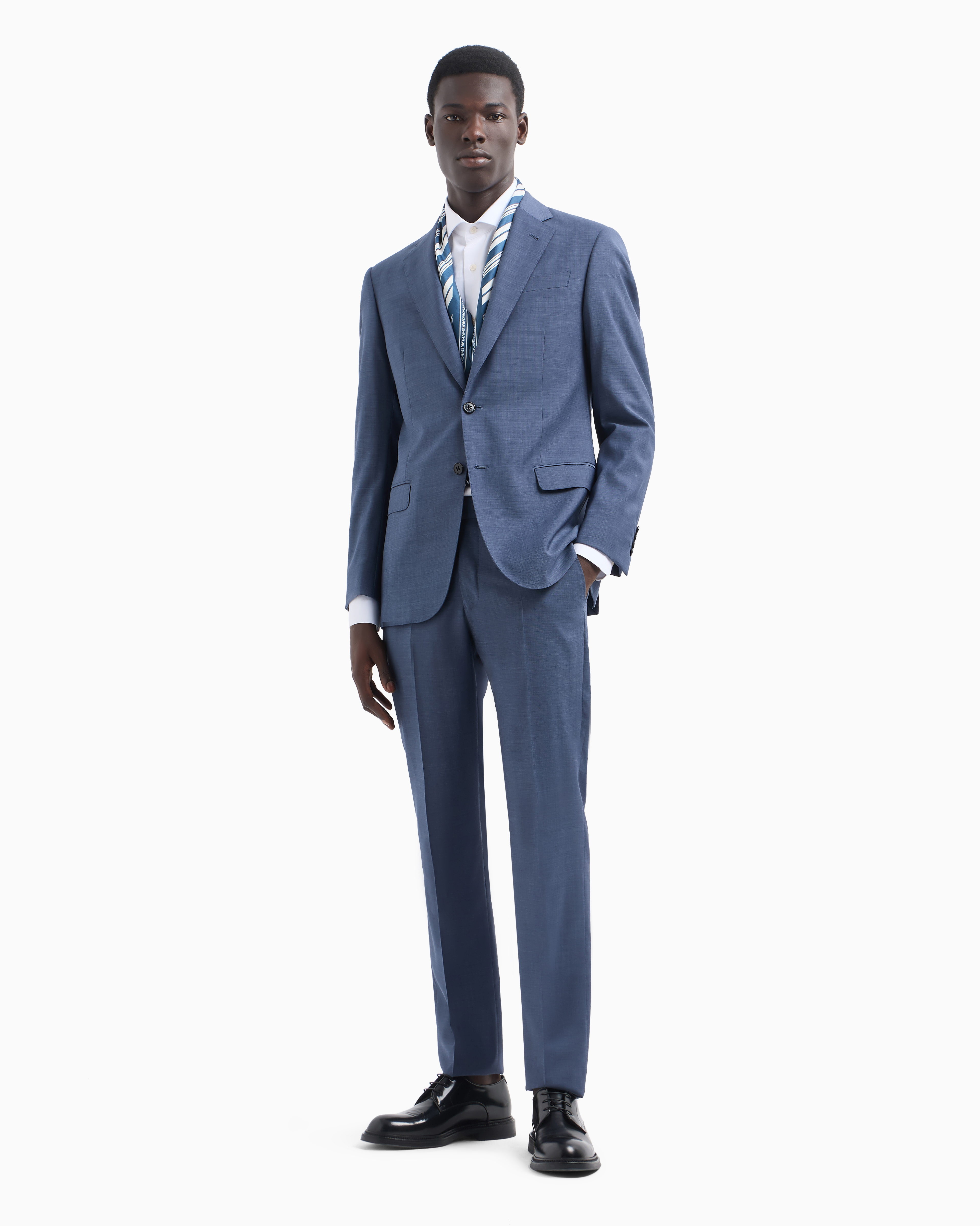 Abito slim fit in lana EM000030 TE10412 OB005 EMPORIO ARMANI Blu medio melange 