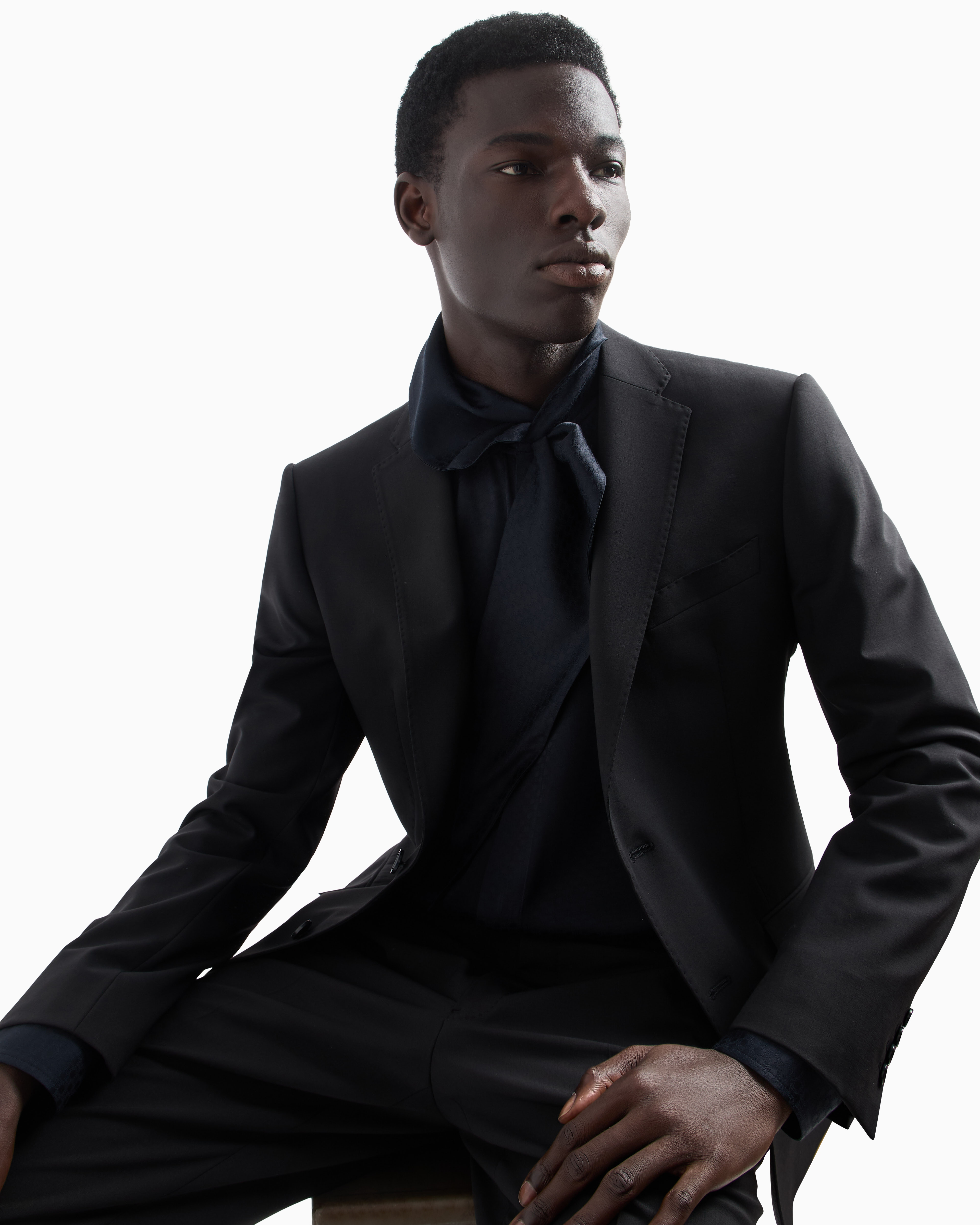 Abito monopetto in lana stretch EM000098 TE10404 UC001 EMPORIO ARMANI Black beauty 