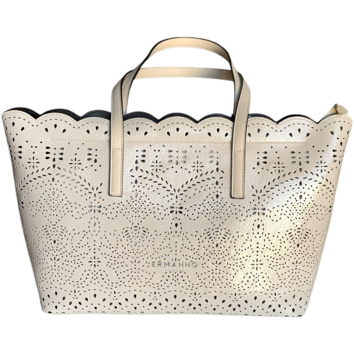 Borsa a mano traforata 12401914 1723 ERMANNO FIRENZE Off white 
