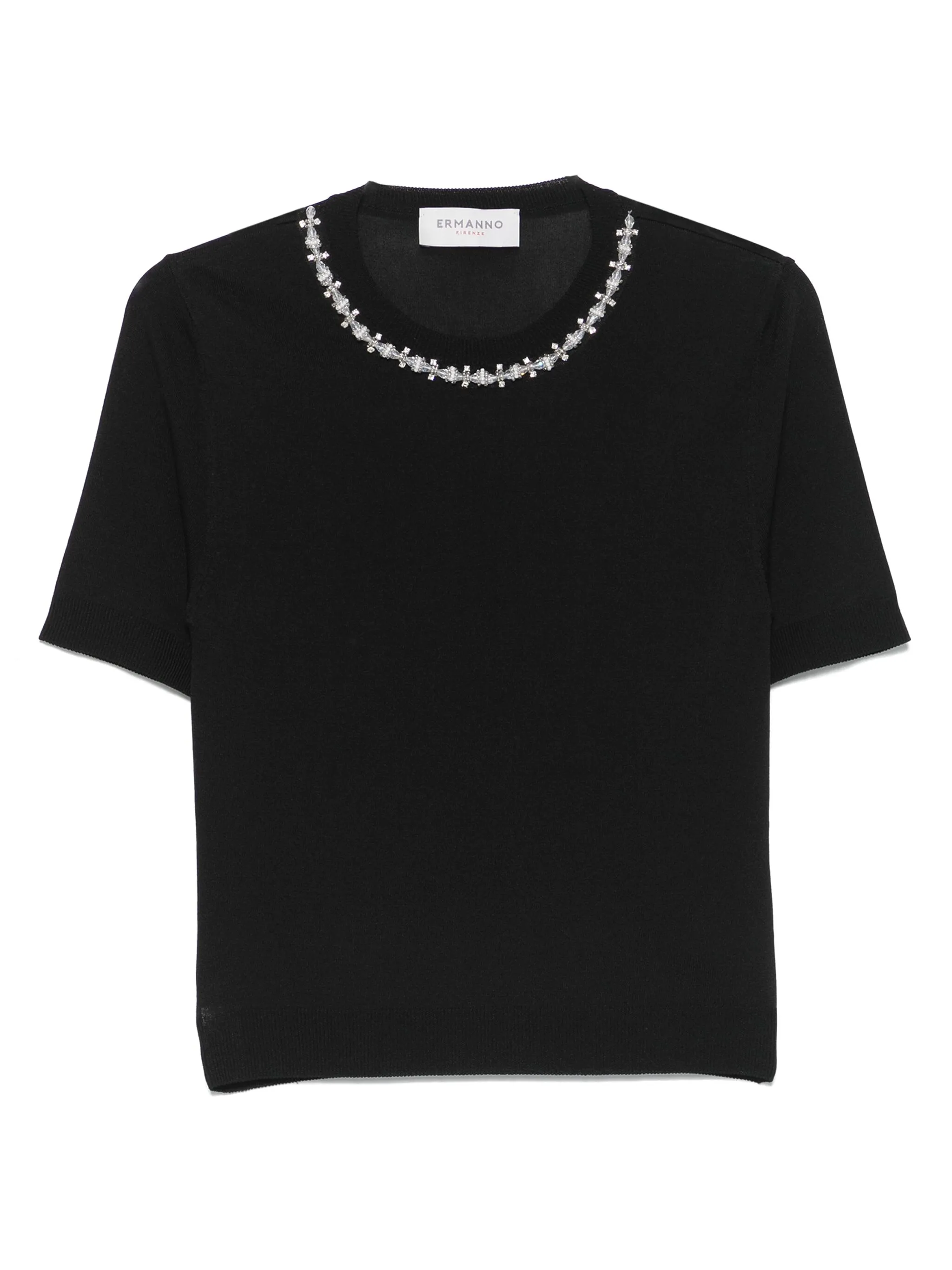 T-shirt manica corta con applicazioni D46EL034APEE3 MF184 ERMANNO FIRENZE Nero 