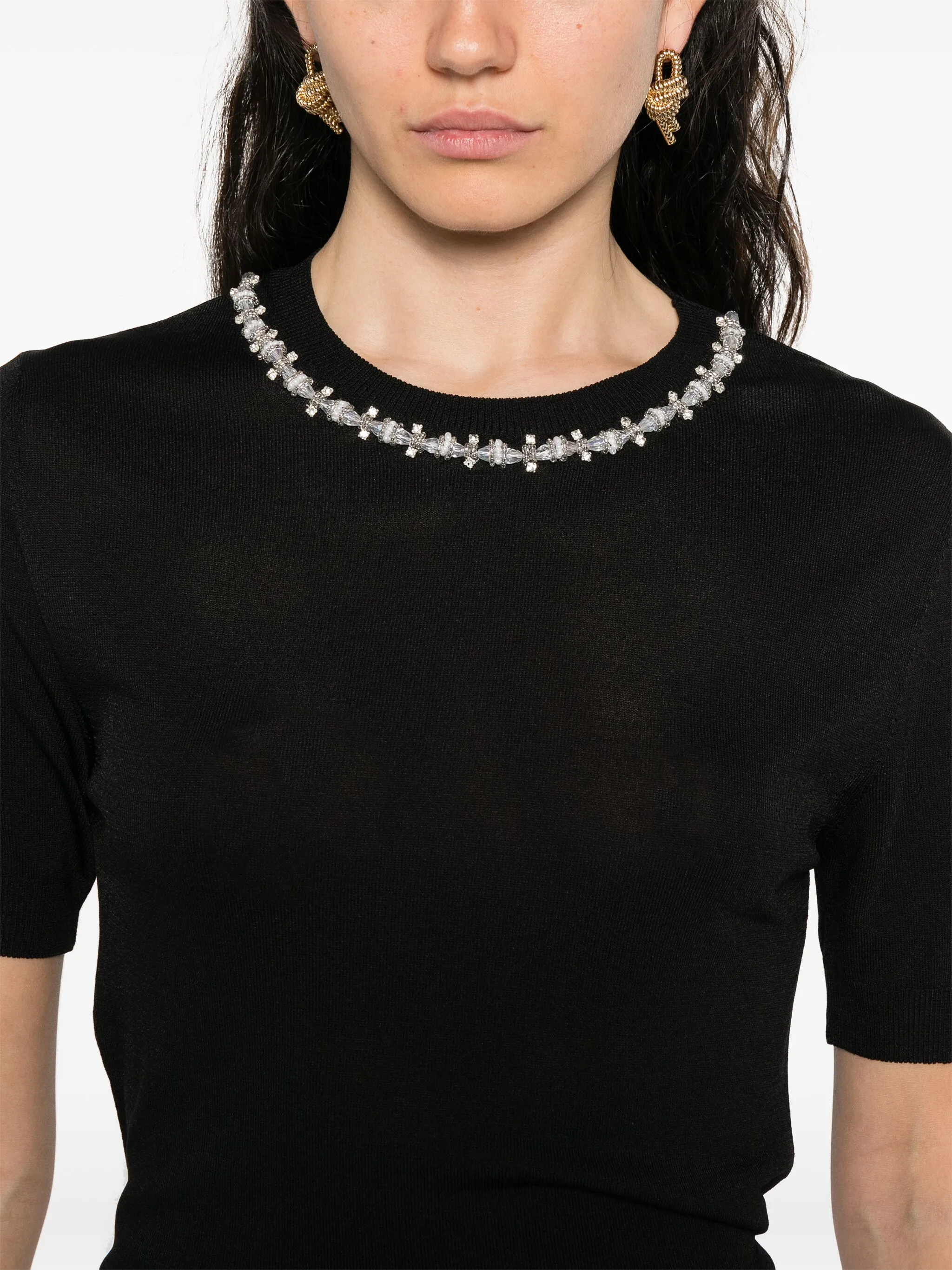T-shirt manica corta con applicazioni D46EL034APEE3 MF184 ERMANNO FIRENZE Nero 