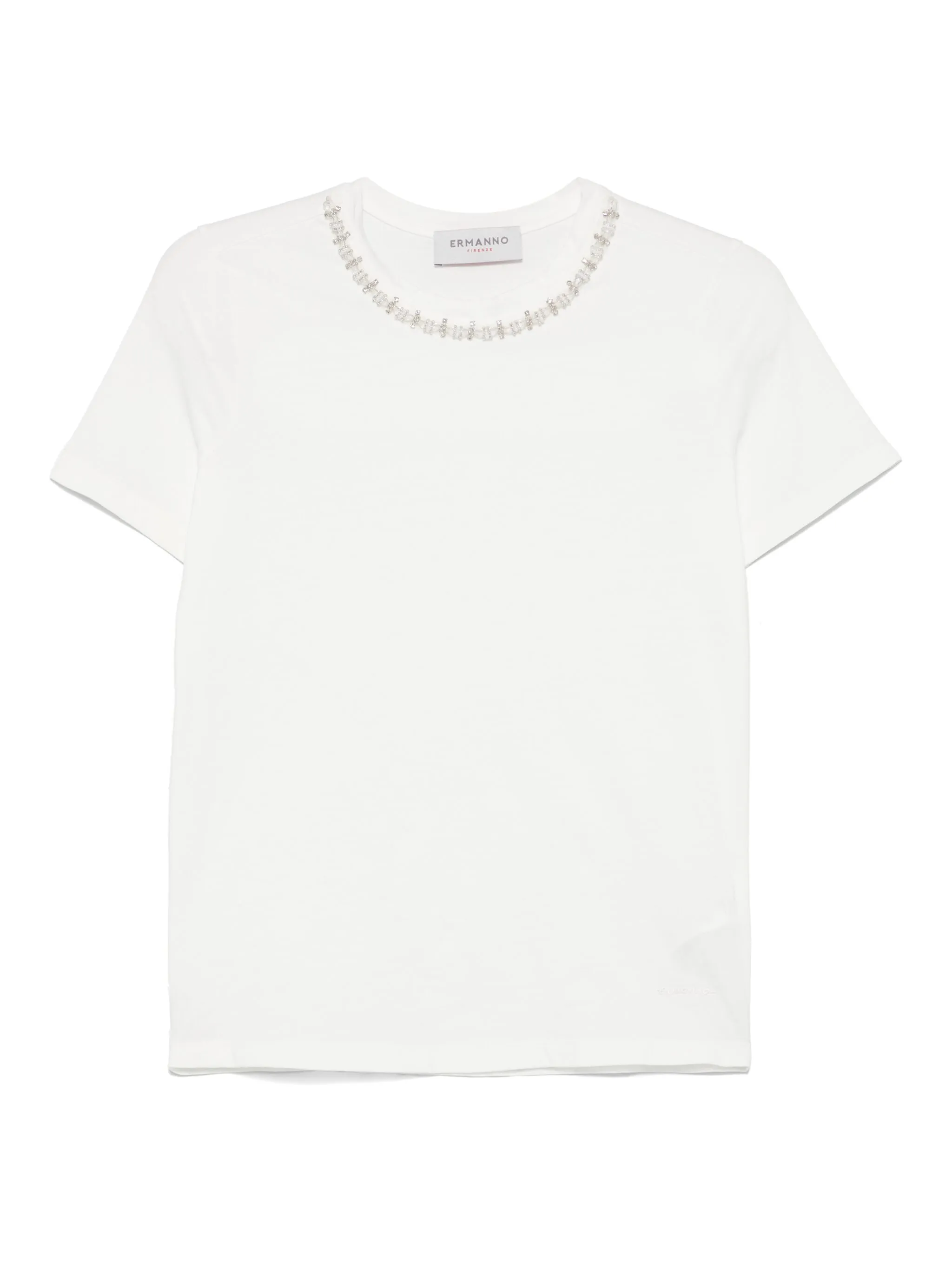 T-shirt manica corta con applicazioni D46EL034APEE3 MF212 ERMANNO FIRENZE Off white/cry 