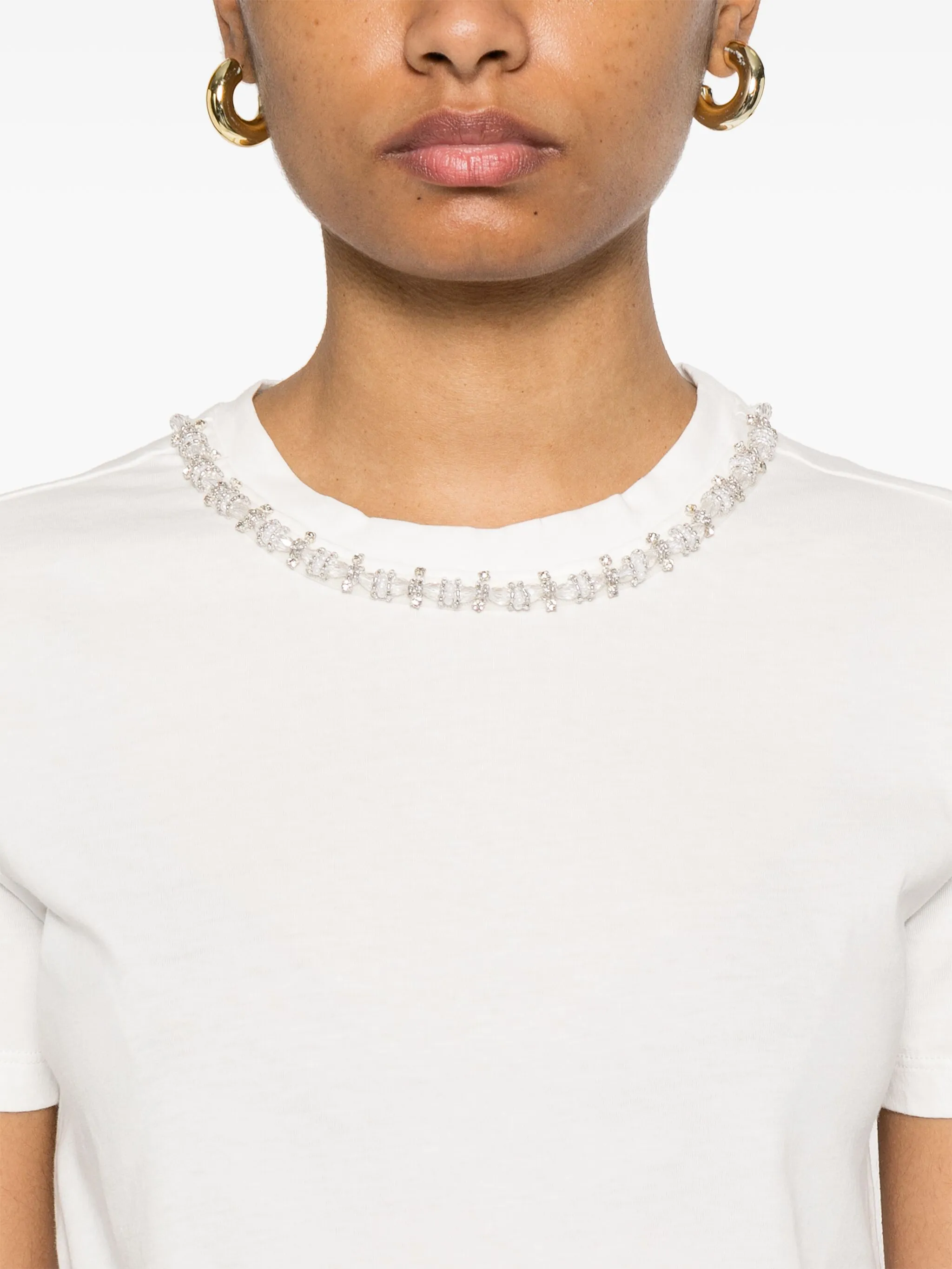 T-shirt manica corta con applicazioni D46EL034APEE3 MF212 ERMANNO FIRENZE Off white/cry 