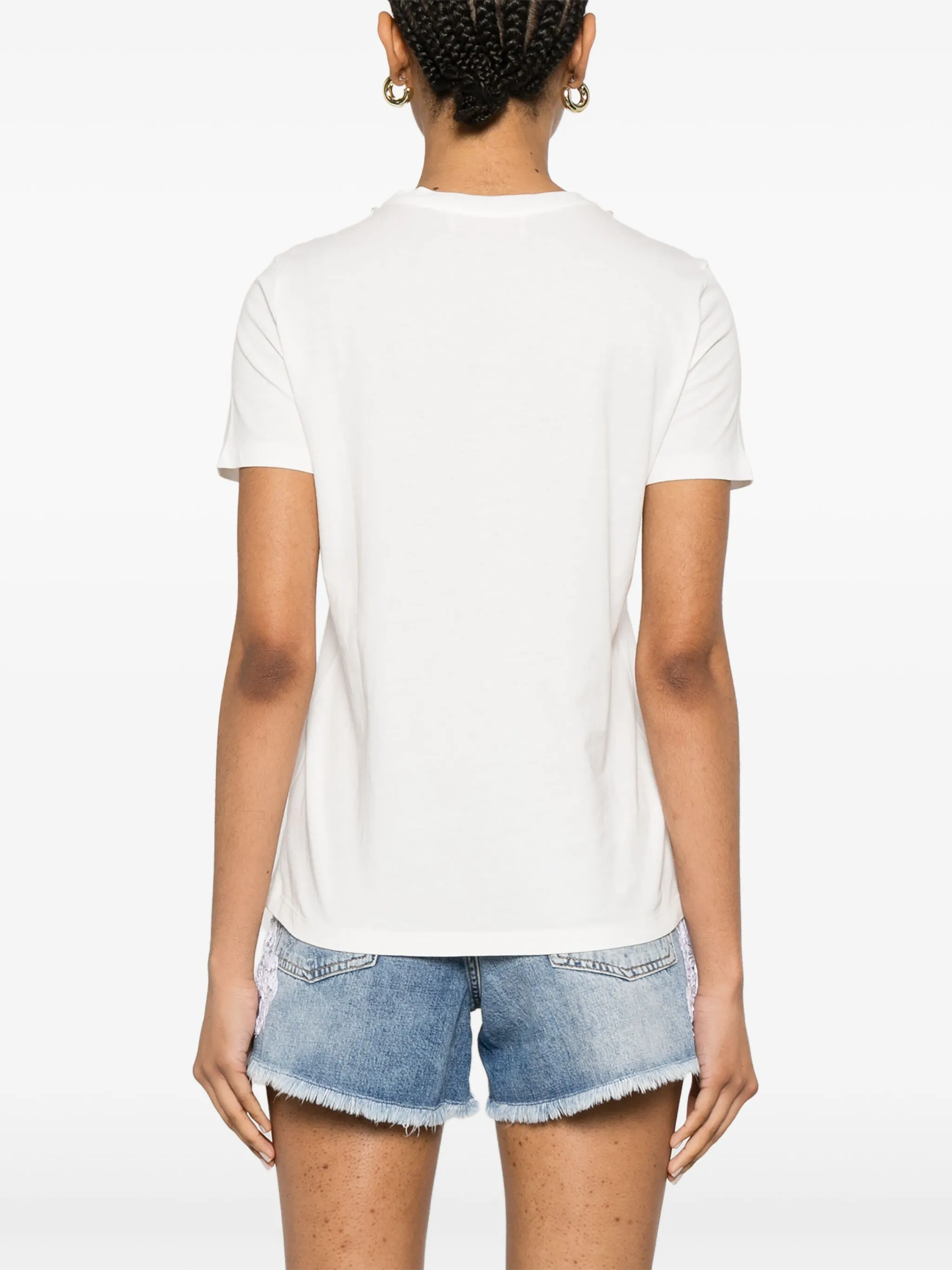T-shirt manica corta con applicazioni D46EL034APEE3 MF212 ERMANNO FIRENZE Off white/cry 