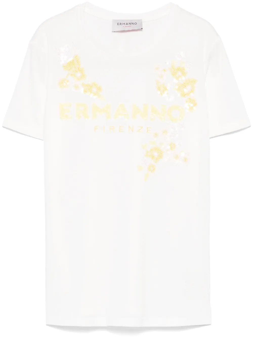 T-Shirt manica corta con applicazioni D46EL050REE8 MFA42 ERMANNO FIRENZE White 