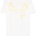 T-Shirt manica corta con applicazioni D46EL050REE8 MFA42 ERMANNO FIRENZE White 