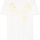 T-Shirt manica corta con applicazioni D46EL050REE8 MFA42 ERMANNO FIRENZE White 