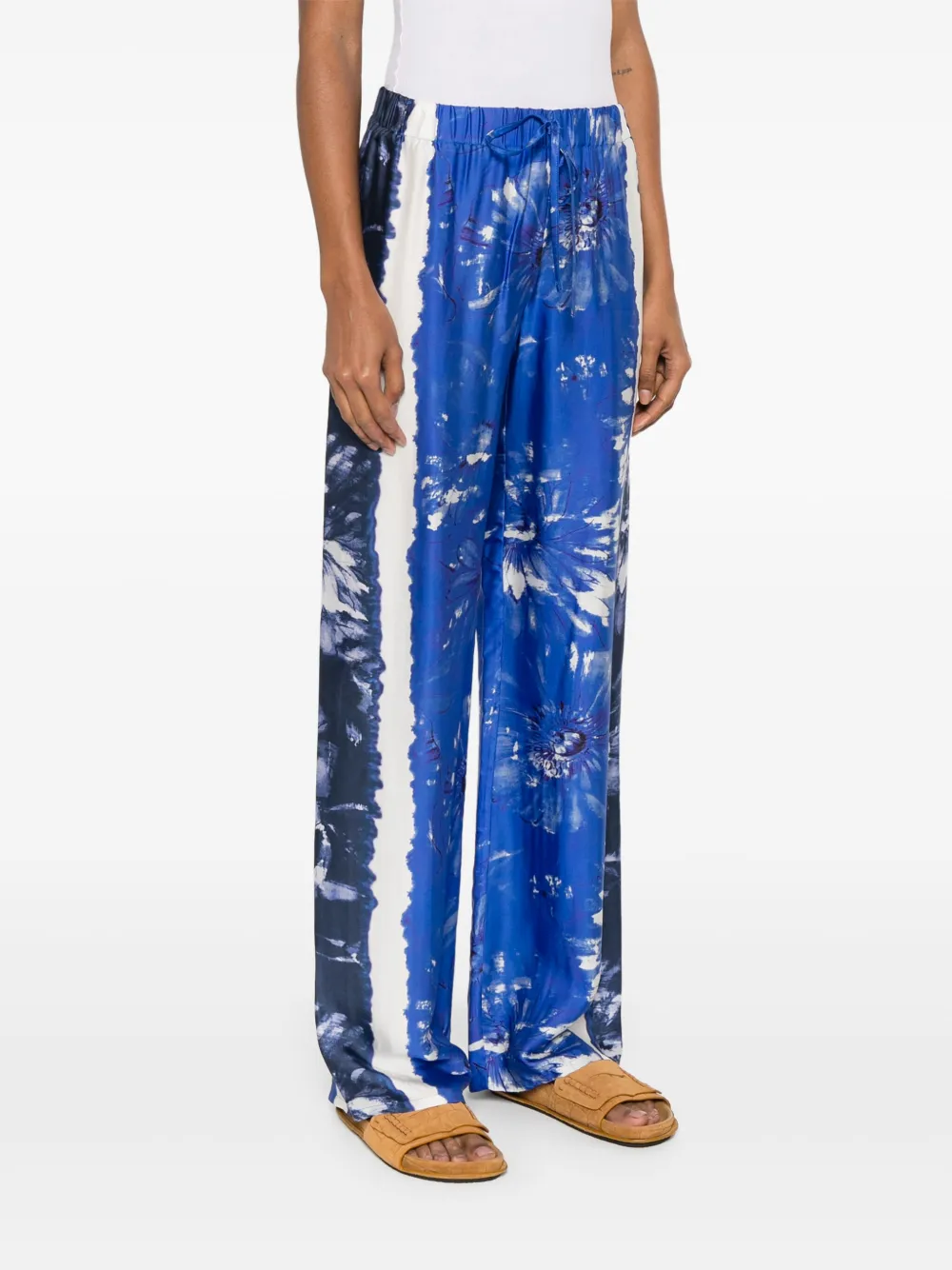 Pantaloni stampa floreale D46EP059ED2 MFA34 ERMANNO FIRENZE Blue 