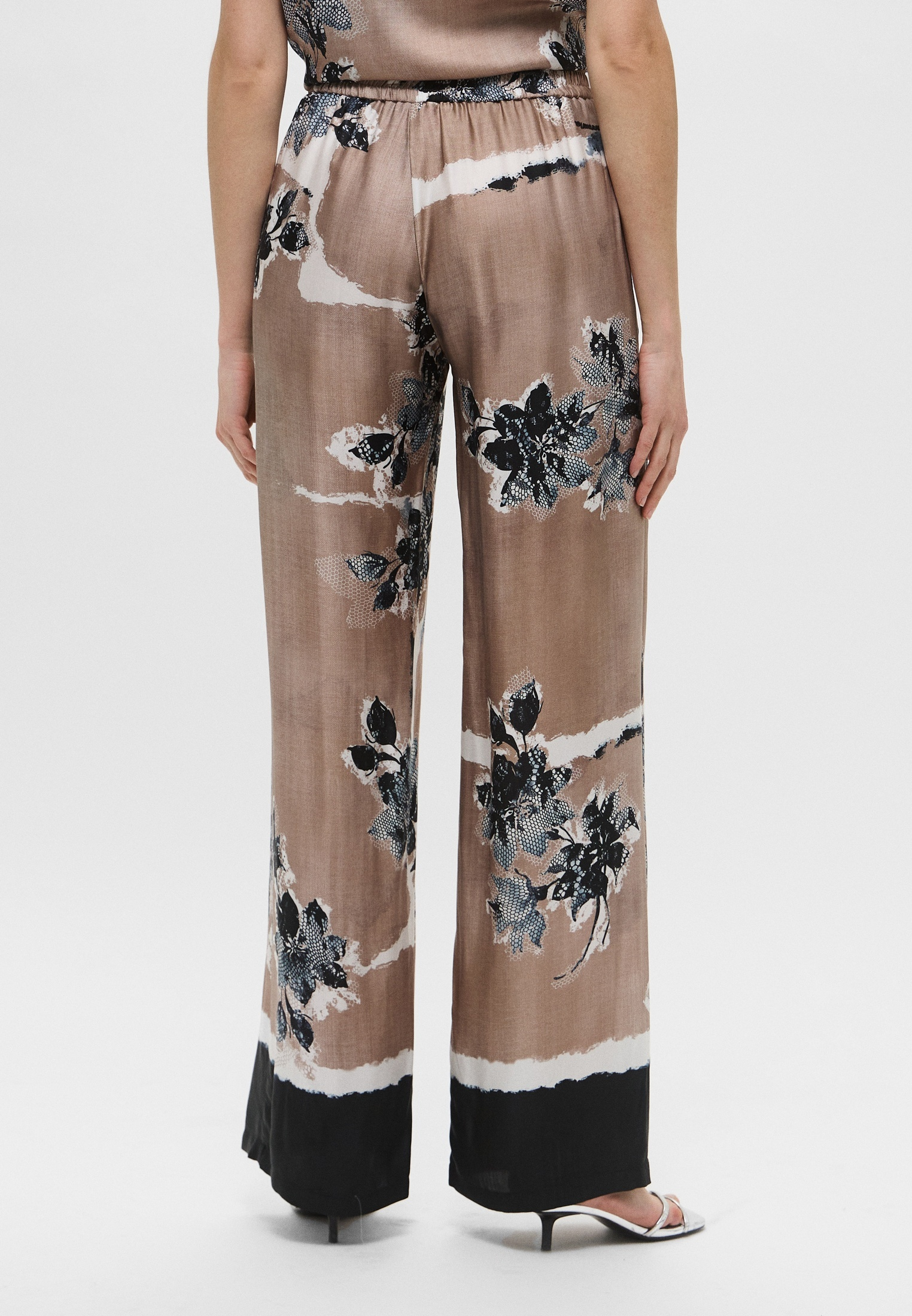 Pantalone in seta stampata D46EP087ED0 MFA37 ERMANNO FIRENZE Mou/off white/nerp 