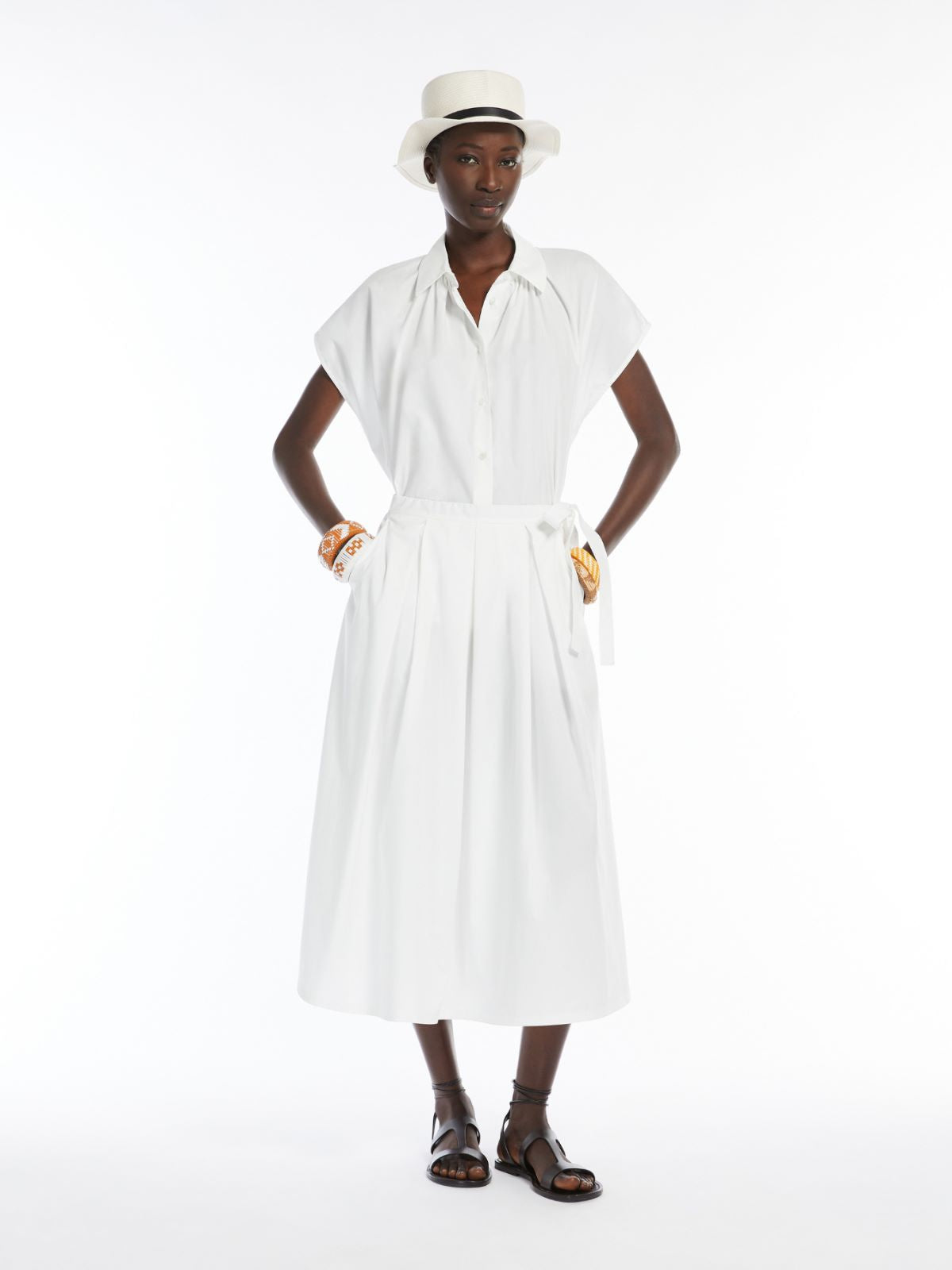 Gonna in popeline di cotone 2515101032 004 MAX MARA WEEKEND Off white 