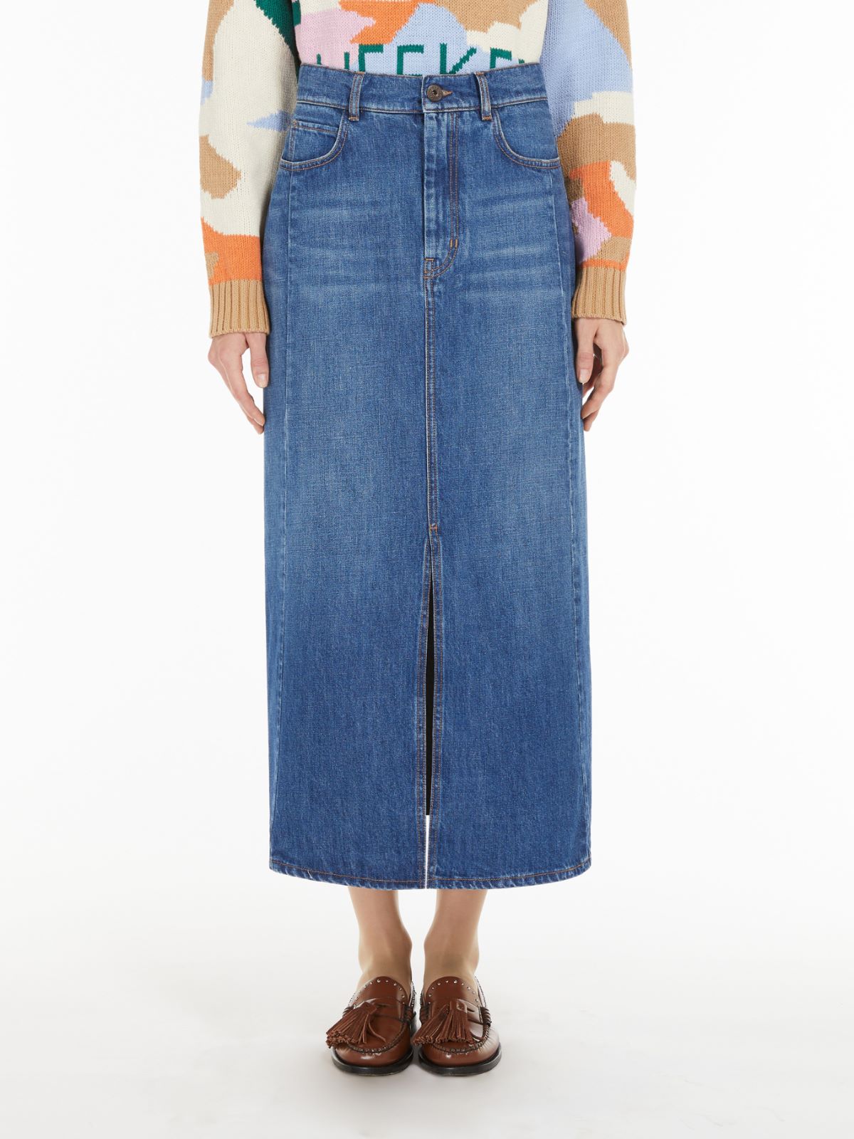 Gonna lunga in denim 2515101061 008 MAX MARA WEEKEND Blu 