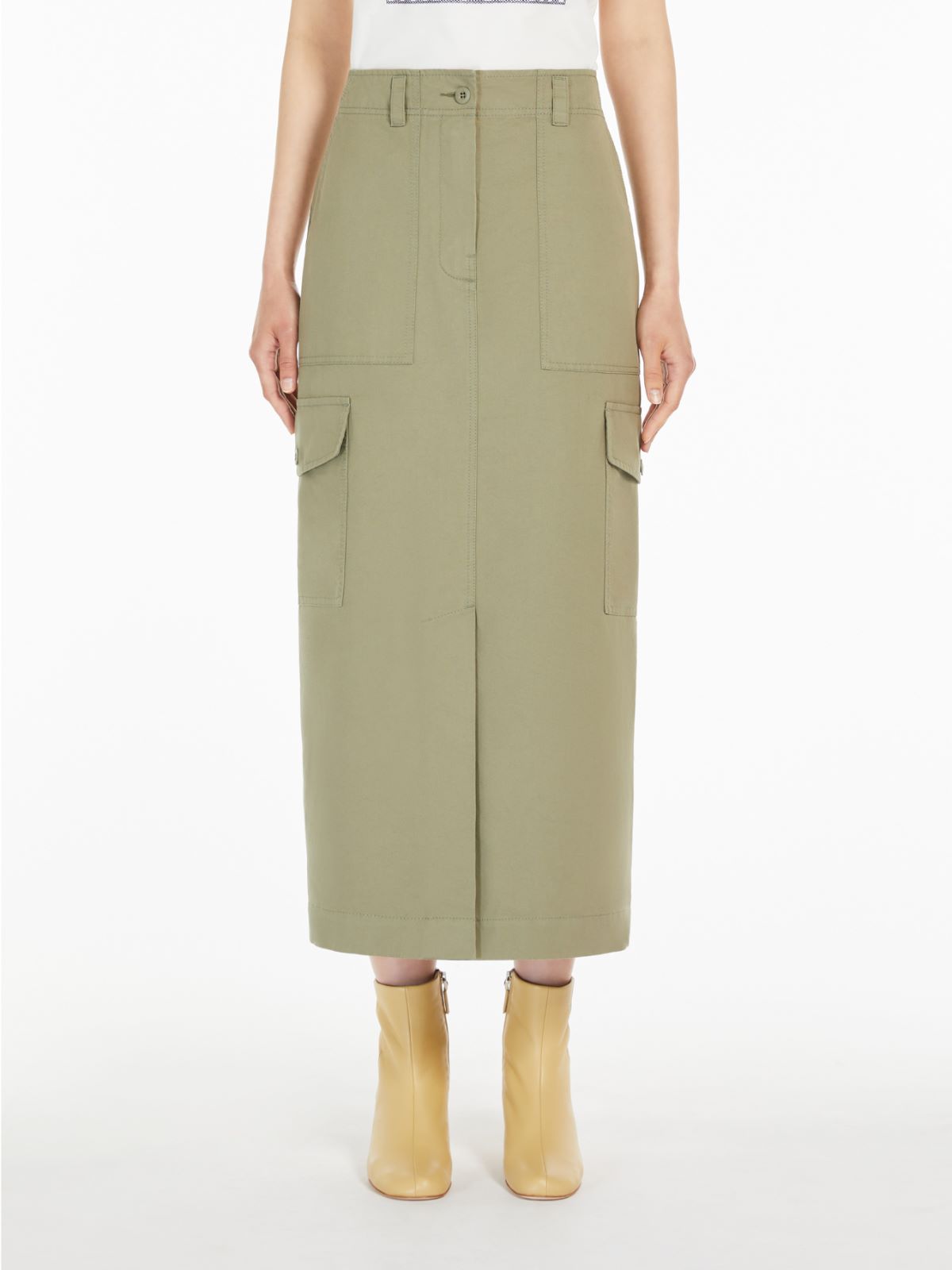 Gonna lunga in canvas di cotone 2515101071 002 MAX MARA WEEKEND Verde 