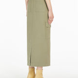 Gonna lunga in canvas di cotone 2515101071 002 MAX MARA WEEKEND Verde 