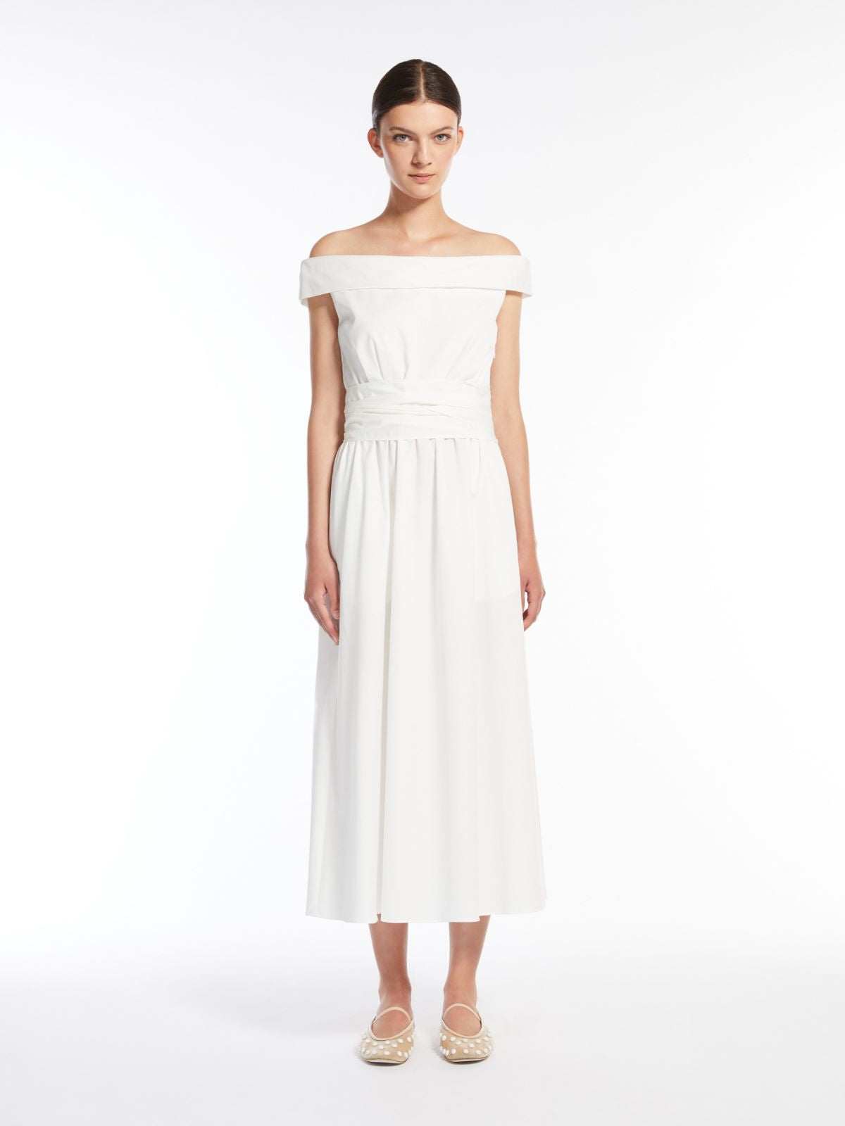 Abito senza spalline in cotone 2515221036 016 MAX MARA WEEKEND Bianco 