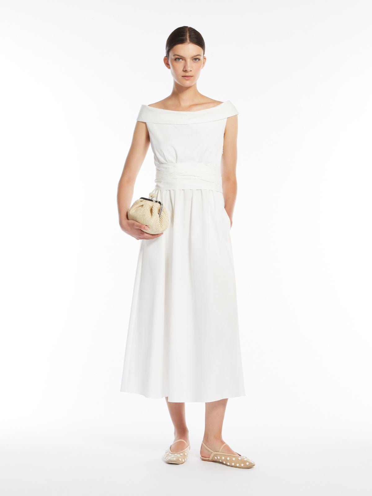 Abito senza spalline in cotone 2515221036 016 MAX MARA WEEKEND Bianco 