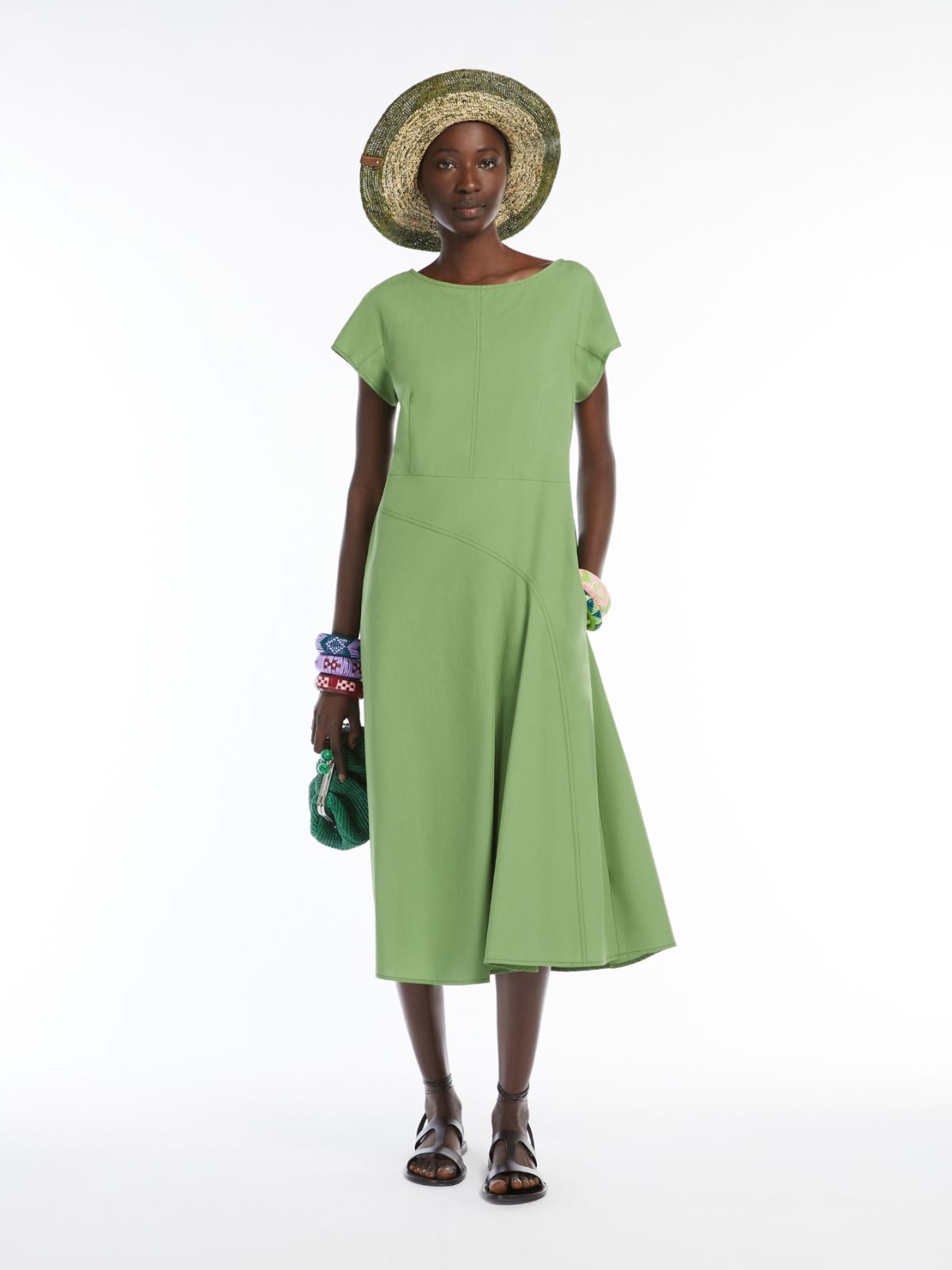 Abito in cotone smanicato 2515221142 007 MAX MARA WEEKEND Verde 