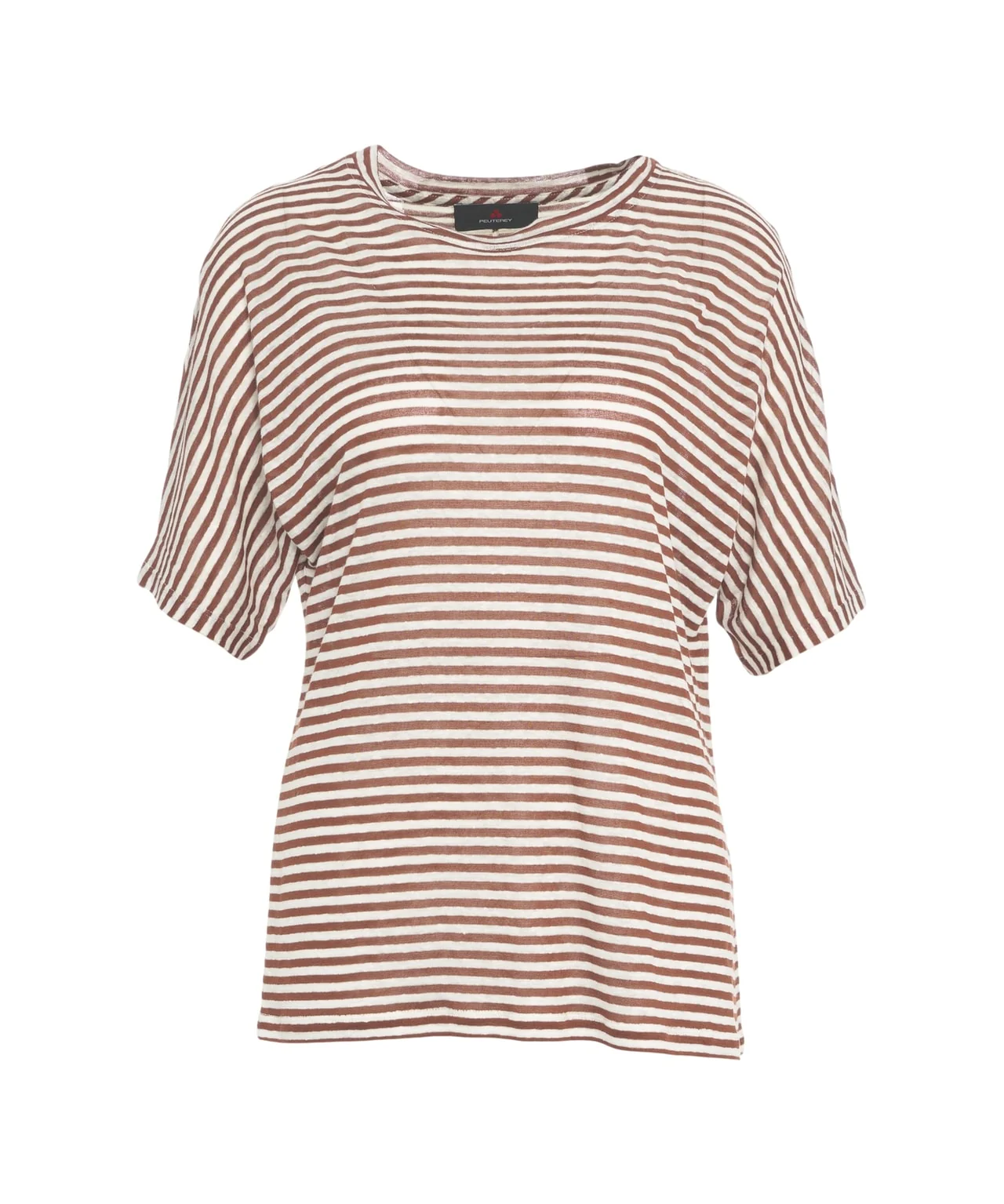 T-Shirt manica corta a righe PED5343 99012278 RI004 PEUTEREY Bianco/marrone 