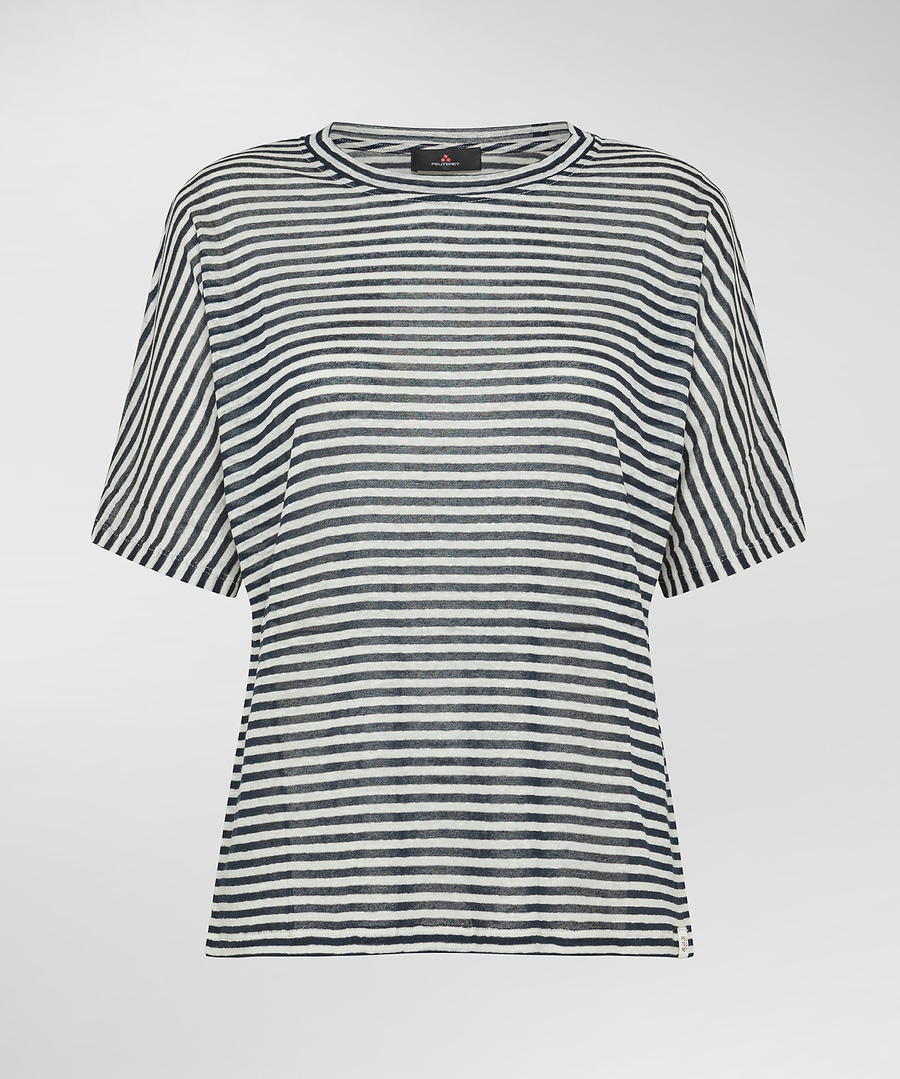T-Shirt manica corta a righe PED5343 99012278 RI015 PEUTEREY Bianco/blu 
