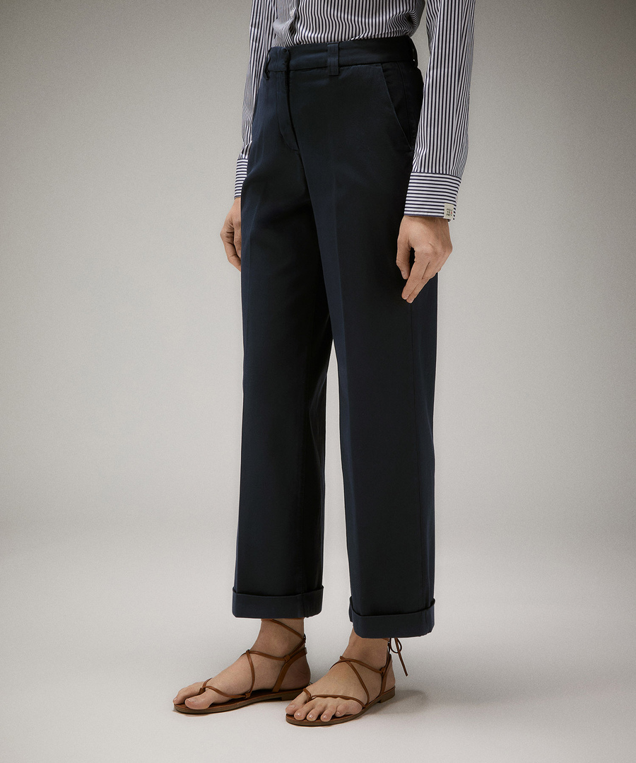 Pantalone in gabardina di cotone elasticizzata PED5344 99011950 215 PEUTEREY Blue 