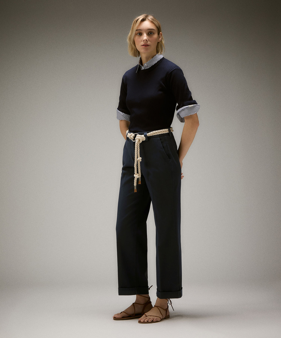 Pantalone in gabardina di cotone elasticizzata PED5344 99011950 215 PEUTEREY Blue 