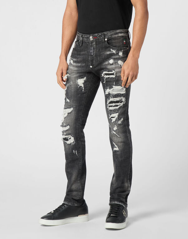 Jeans slim fit effetto used MDT4011 PDE004N 02 02RX PHILIPP PLEIN Riot black 