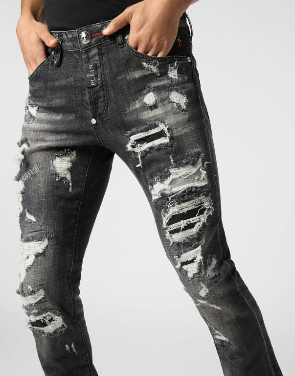 Jeans slim fit effetto used MDT4011 PDE004N 02 02RX PHILIPP PLEIN Riot black 
