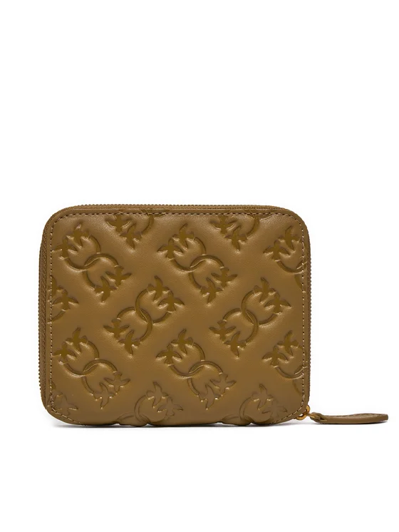 Portafoglio quadrato in pelle Monogram imprimè 100249A1YB C83Q PINKO Torrone-antique gold 