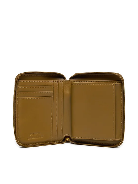 Portafoglio quadrato in pelle Monogram imprimè 100249A1YB C83Q PINKO Torrone-antique gold 