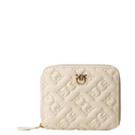 Portafoglio quadrato in pelle Monogram imprimè 100249A1YB Z14Q PINKO Bianco seta-antique gold 