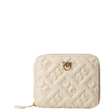 Portafoglio quadrato in pelle Monogram imprimè 100249A1YB Z14Q PINKO Bianco seta-antique gold 