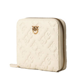 Portafoglio quadrato in pelle Monogram imprimè 100249A1YB Z14Q PINKO Bianco seta-antique gold 