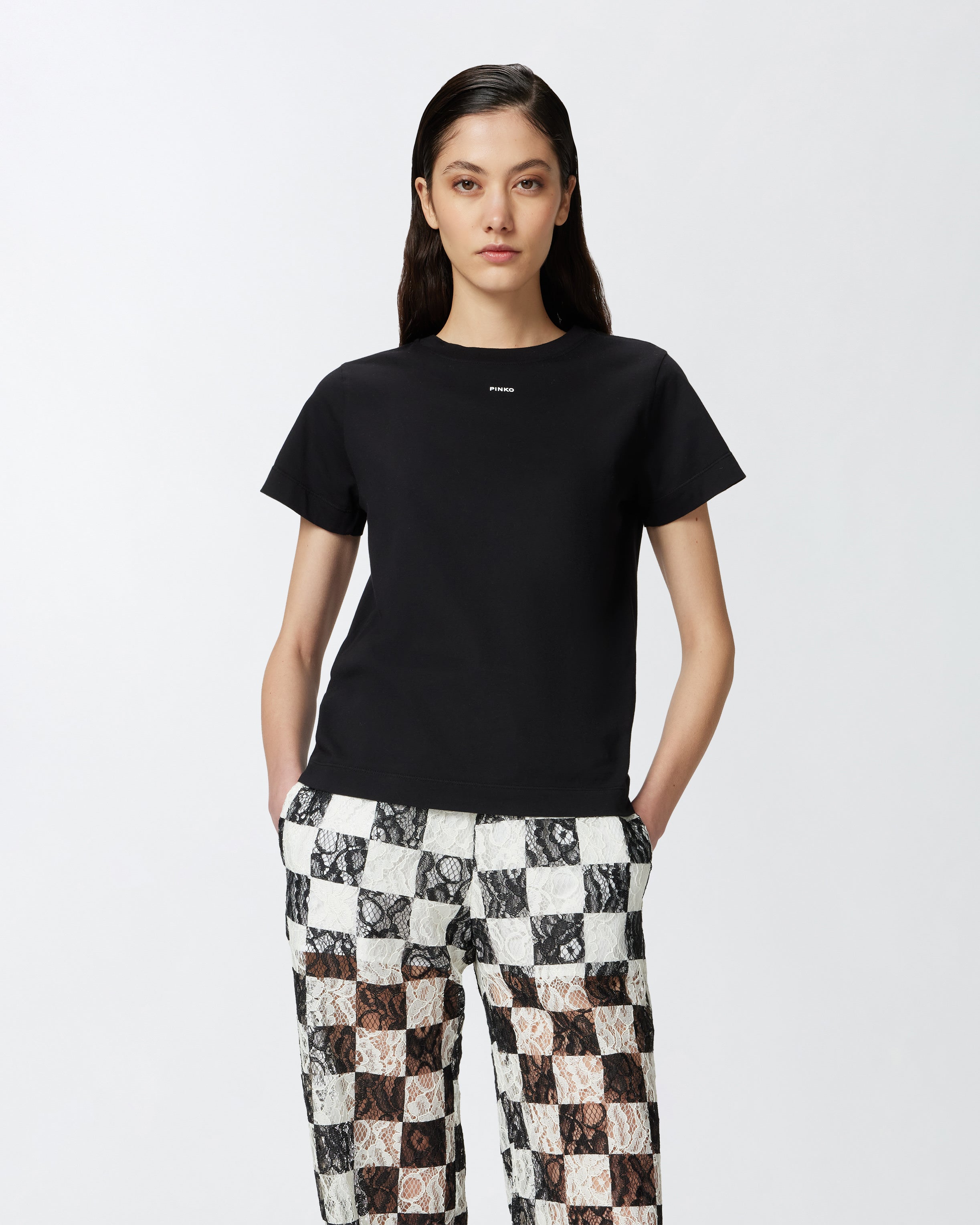 T-shirt mini logo 100373A228 Z99 PINKO Nero 
