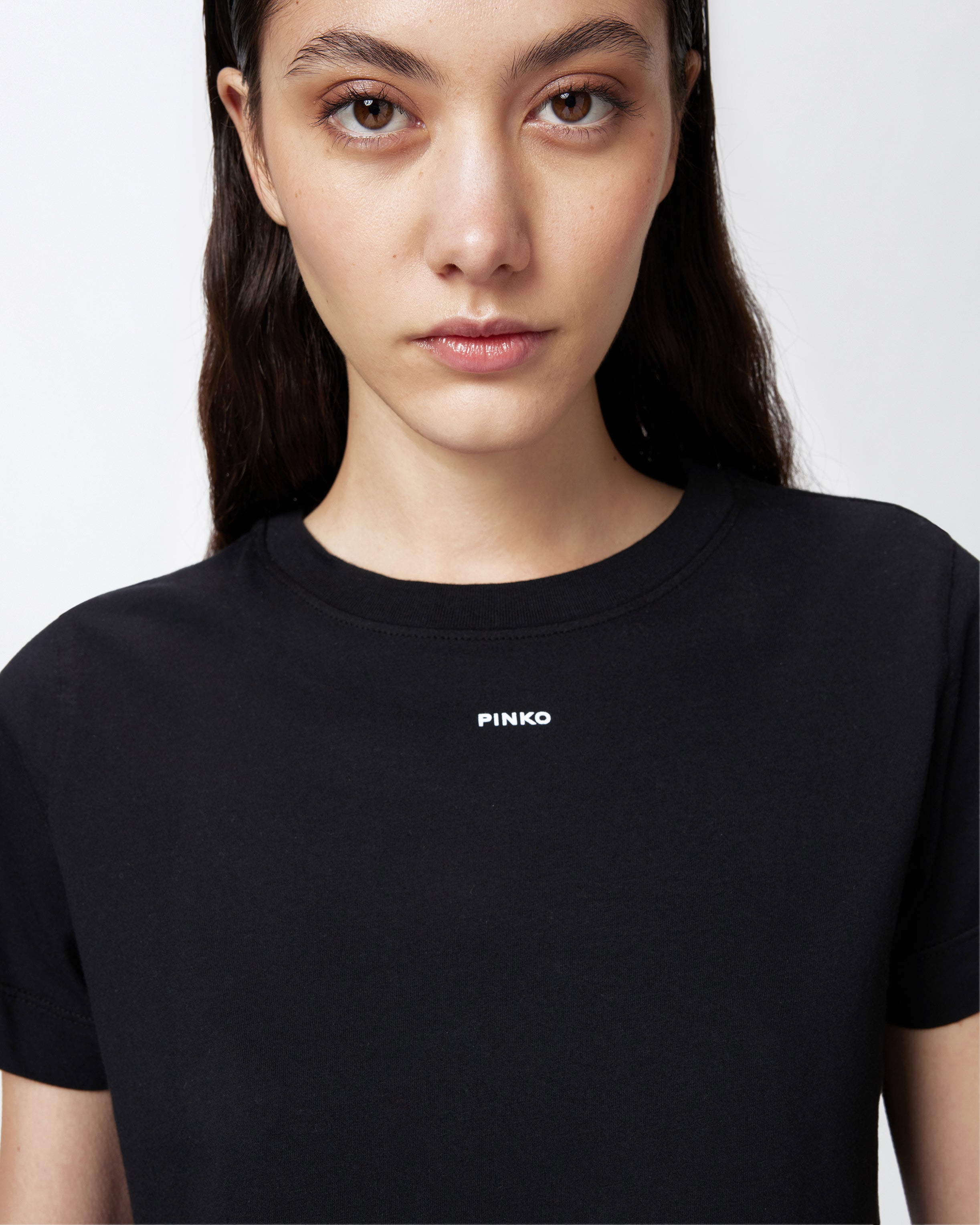 T-shirt mini logo 100373A228 Z99 PINKO Nero 