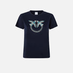 T-Shirt con ricamo logo 100535A2G7 G1A PINKO Blu abisso 