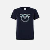 T-Shirt con ricamo logo 100535A2G7 G1A PINKO Blu abisso 