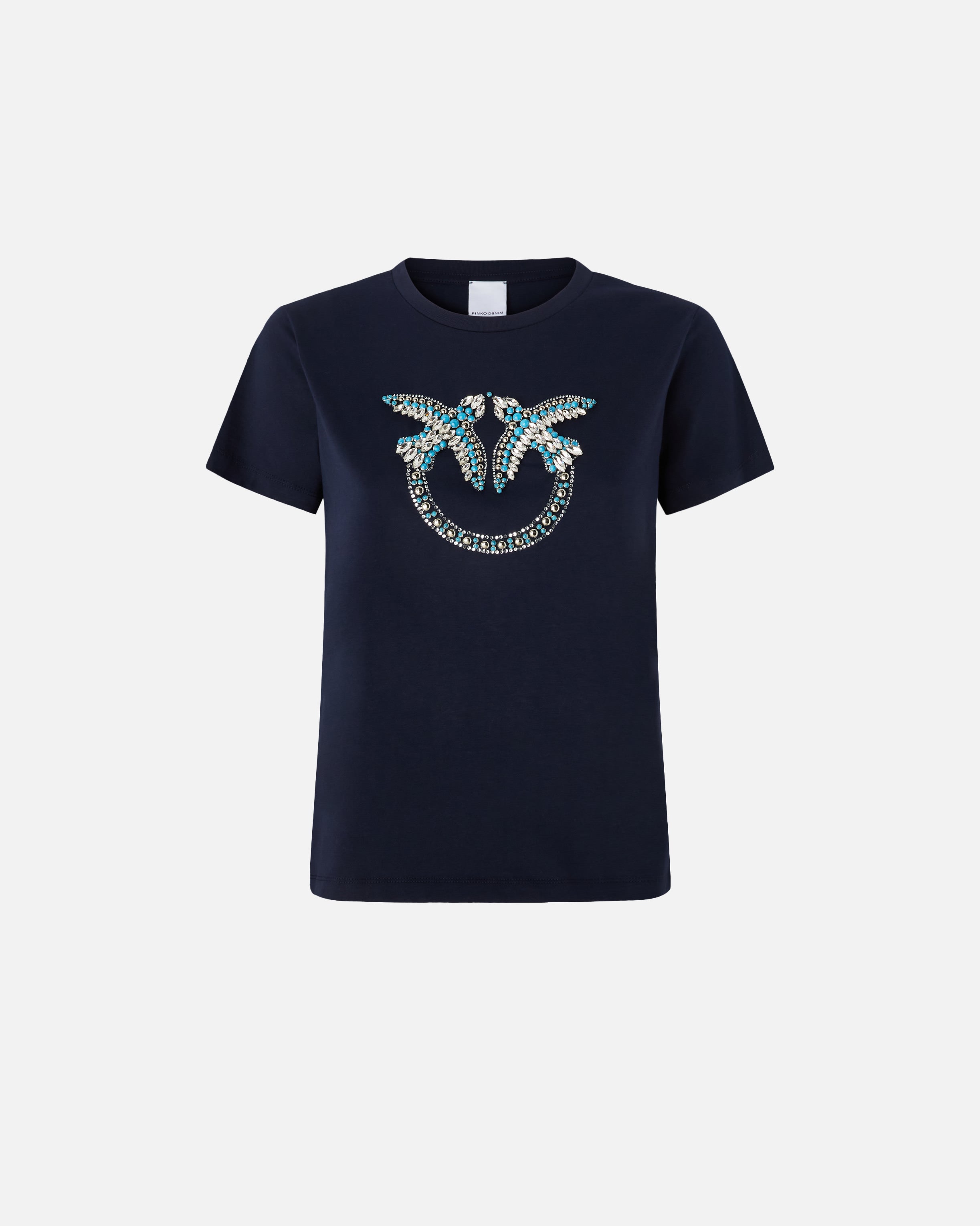T-Shirt con ricamo logo 100535A2G7 G1A PINKO Blu abisso 
