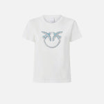 T-Shirt con ricamo logo 100535A2G7 Z05 PINKO Bianco-biancaneve 
