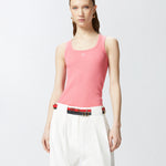 Top canottiera a costine con logo uccellini 100807A2C1 N55 PINKO Coral assolato 