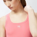 Top canottiera a costine con logo uccellini 100807A2C1 N55 PINKO Coral assolato 