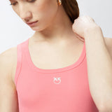 Top canottiera a costine con logo uccellini 100807A2C1 N55 PINKO Coral assolato 