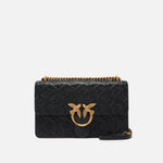 Borsa Love Bag a tracolla in pelle con logo 100941A1YB Z99Q PINKO Nero-antique gold 