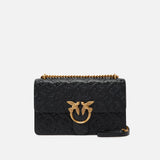 Borsa Love Bag a tracolla in pelle con logo 100941A1YB Z99Q PINKO Nero-antique gold 