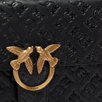 Borsa Love Bag a tracolla in pelle con logo 100941A1YB Z99Q PINKO Nero-antique gold 