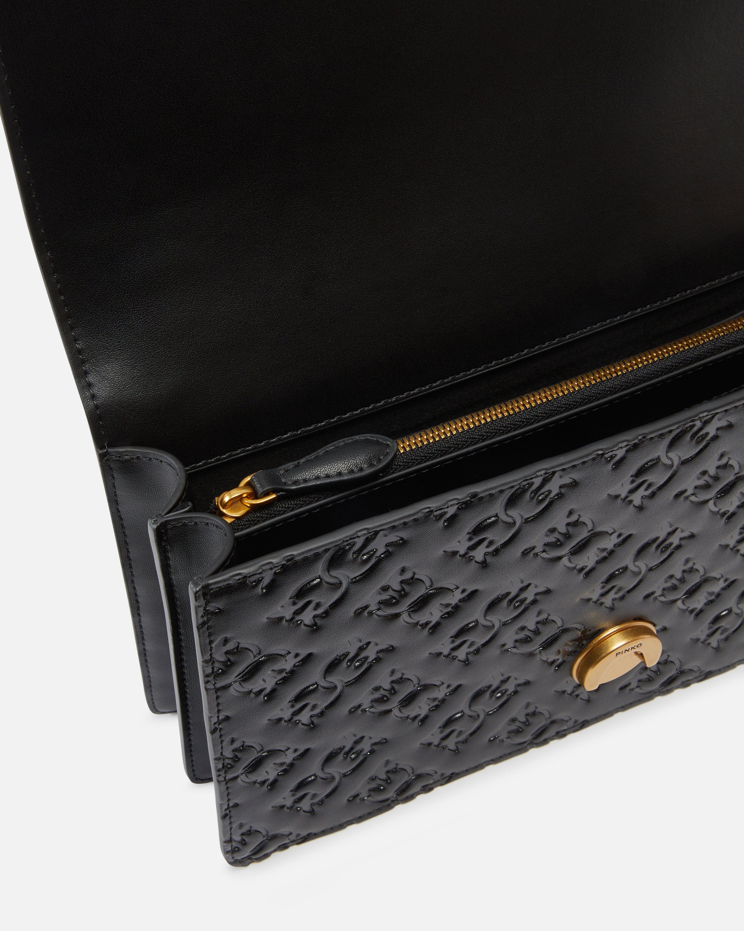 Borsa Love Bag a tracolla in pelle con logo 100941A1YB Z99Q PINKO Nero-antique gold 