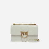 Borsa Love Bag a tracolla in pelle con logo 100941A1YB Z14Q PINKO Bianco seta-antique gold 