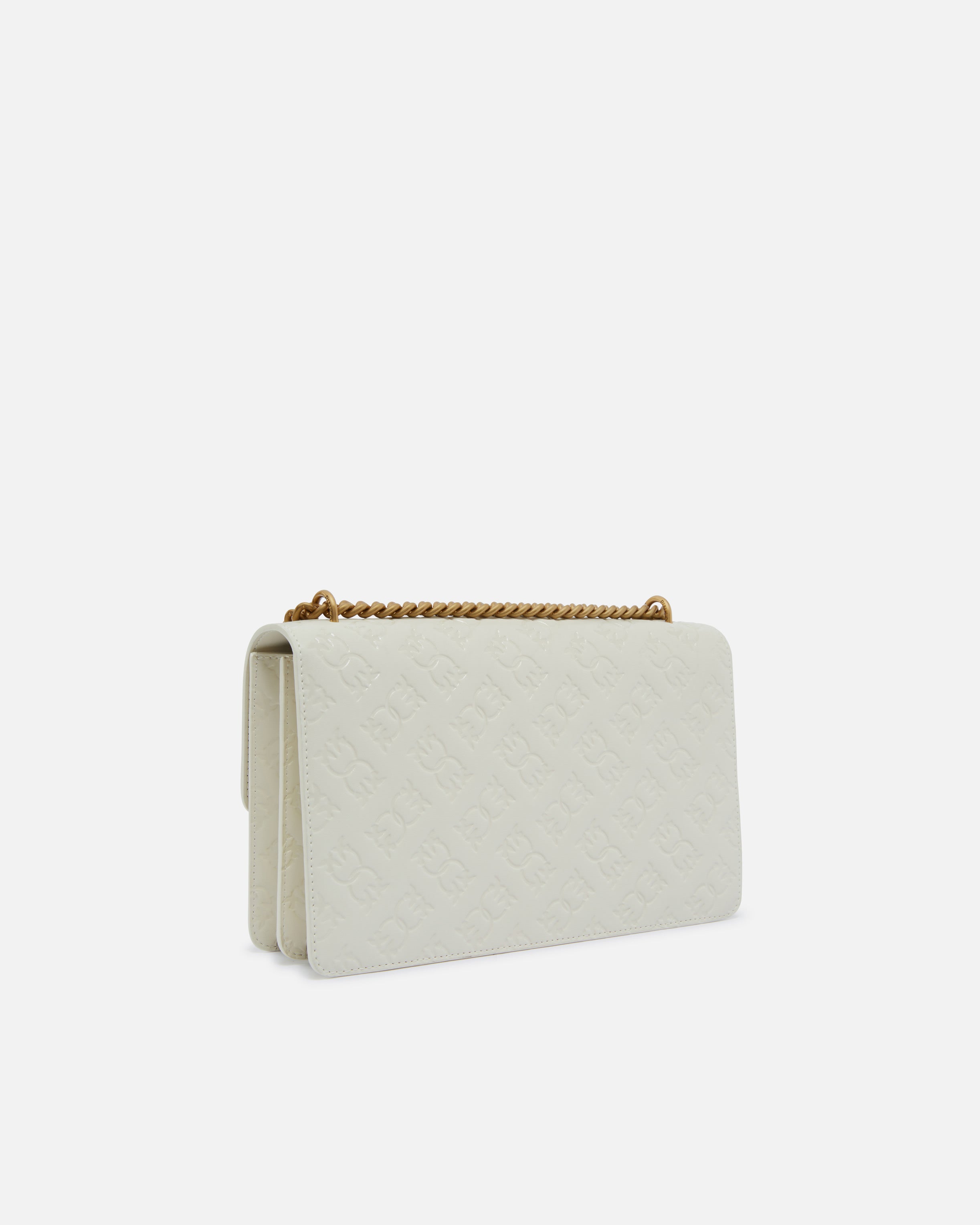 Borsa Love Bag a tracolla in pelle con logo 100941A1YB Z14Q PINKO Bianco seta-antique gold 