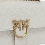 Borsa Love Bag a tracolla in pelle con logo 100941A1YB Z14Q PINKO Bianco seta-antique gold 